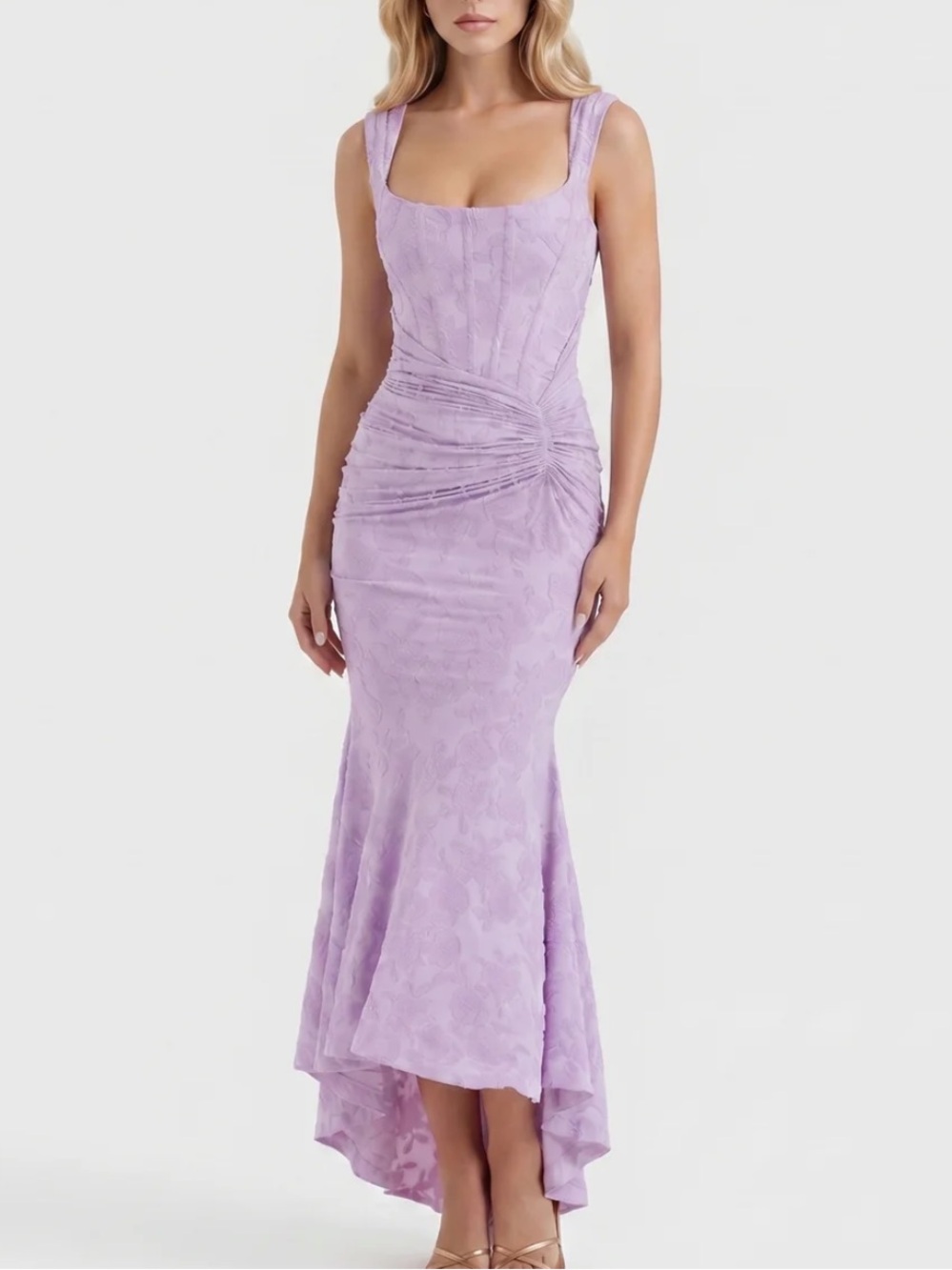 Carisia Corset Maxi Dress in Lavender Purple